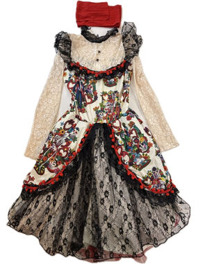 Spirit Day of the Dead Sugar Skull Lace Costume Dress Womens XL Halloween Gothic
